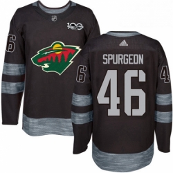 Mens Adidas Minnesota Wild 46 Jared Spurgeon Premier Black 1917 2017 100th Anniversary NHL Jersey 
