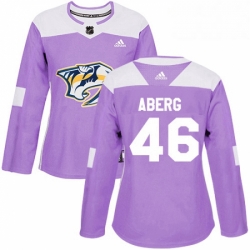 Womens Adidas Nashville Predators 46 Pontus Aberg Authentic Purple Fights Cancer Practice NHL Jersey 