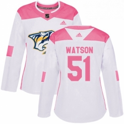Womens Adidas Nashville Predators 51 Austin Watson Authentic WhitePink Fashion NHL Jersey 