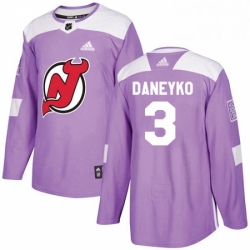 Mens Adidas New Jersey Devils 3 Ken Daneyko Authentic Purple Fights Cancer Practice NHL Jersey 