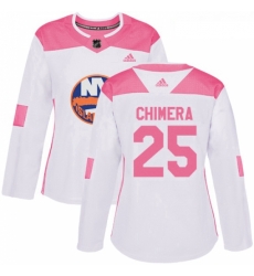 Womens Adidas New York Islanders 25 Jason Chimera Authentic WhitePink Fashion NHL Jersey 