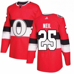 Mens Adidas Ottawa Senators 25 Chris Neil Authentic Red 2017 100 Classic NHL Jersey 
