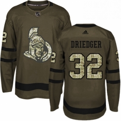 Mens Adidas Ottawa Senators 32 Chris Driedger Premier Green Salute to Service NHL Jersey 