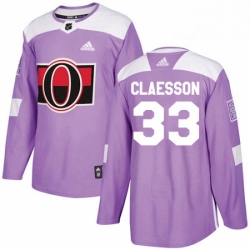 Mens Adidas Ottawa Senators 33 Fredrik Claesson Authentic Purple Fights Cancer Practice NHL Jersey 