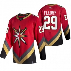 Men Vegas Golden Knights 29 Marc Andre Fleury Red Adidas 2020 21 Reverse Retro Alternate NHL Jersey