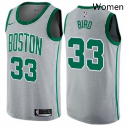 Womens Nike Boston Celtics 33 Larry Bird Swingman Gray NBA Jersey City Edition