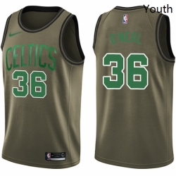 Youth Nike Boston Celtics 36 Shaquille ONeal Swingman Green Salute to Service NBA Jersey 