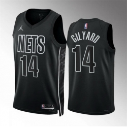 Men Brooklyn Nets 14 Jacob Gilyard Black Statement Edition Stitched Basketball Jersey