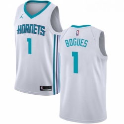 Womens Nike Jordan Charlotte Hornets 1 Muggsy Bogues Authentic White NBA Jersey Association Edition 