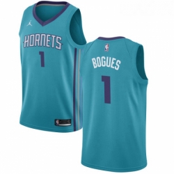Womens Nike Jordan Charlotte Hornets 1 Muggsy Bogues Swingman Teal NBA Jersey Icon Edition 