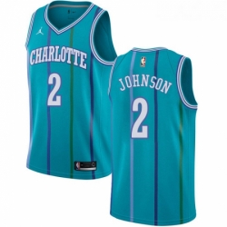 Womens Nike Jordan Charlotte Hornets 2 Larry Johnson Swingman Aqua Hardwood Classics NBA Jersey