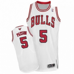 Mens Adidas Chicago Bulls 5 John Paxson Authentic White Home NBA Jersey 