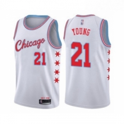Youth Chicago Bulls 21 Thaddeus Young Swingman White Basketball Jersey City Edition 