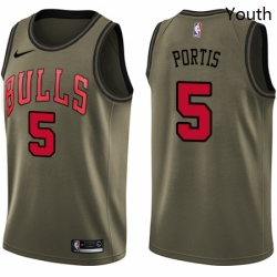 Youth Nike Chicago Bulls 5 Bobby Portis Swingman Green Salute to Service NBA Jersey 