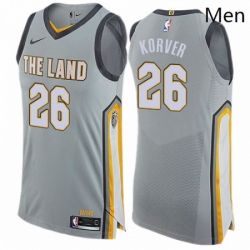 Mens Nike Cleveland Cavaliers 26 Kyle Korver Authentic Gray NBA Jersey City Edition 