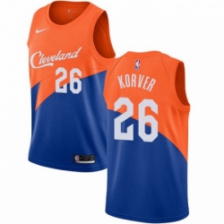 Mens Nike Cleveland Cavaliers 26 Kyle Korver Swingman Blue NBA Jersey City Edition 