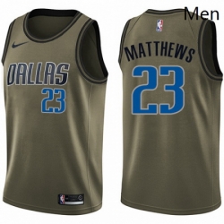 Mens Nike Dallas Mavericks 23 Wesley Matthews Swingman Green Salute to Service NBA Jersey
