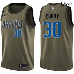Mens Nike Dallas Mavericks 30 Seth Curry Swingman Green Salute to Service NBA Jersey 