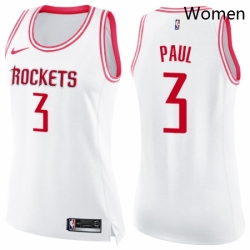 Womens Nike Houston Rockets 3 Chris Paul Swingman WhitePink Fashion NBA Jersey