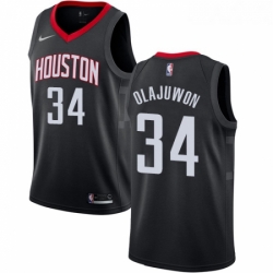 Womens Nike Houston Rockets 34 Hakeem Olajuwon Authentic Black Alternate NBA Jersey Statement Edition