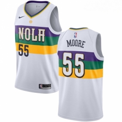 Mens Nike New Orleans Pelicans 55 E Twaun Moore Swingman White NBA Jersey City Editio