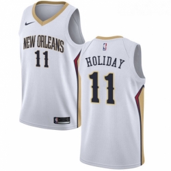 Womens Nike New Orleans Pelicans 11 Jrue Holiday Authentic White Home NBA Jersey Association Edition