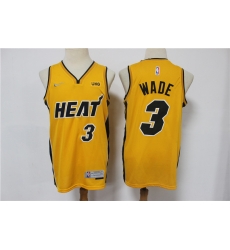 Men Miami Heat Dwyane Wade 3 Yellow Swingman Stitched NBA Jersey