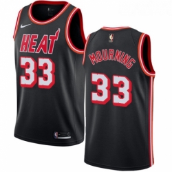 Womens Nike Miami Heat 33 Alonzo Mourning Authentic Black Black Fashion Hardwood Classics NBA Jersey