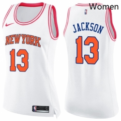 Womens Nike New York Knicks 13 Mark Jackson Swingman WhitePink Fashion NBA Jersey