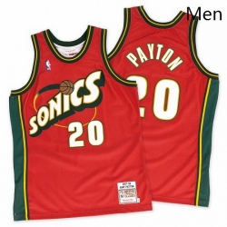 Mens Mitchell and Ness Oklahoma City Thunder 20 Gary Payton Authentic Red SuperSonics Throwback NBA Jersey