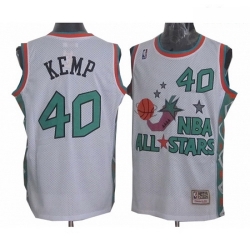 Mens Mitchell and Ness Oklahoma City Thunder 40 Shawn Kemp Swingman White 1996 All Star Throwback NBA Jersey