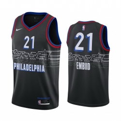 Men Nike Philadelphia 76ers 21 Joel Embiid Black NBA Swingman 2020 21 City Edition Jersey