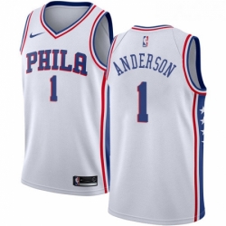 Womens Nike Philadelphia 76ers 1 Justin Anderson Authentic White Home NBA Jersey Association Edition