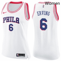 Womens Nike Philadelphia 76ers 6 Julius Erving Swingman WhitePink Fashion NBA Jersey