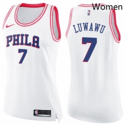 Womens Nike Philadelphia 76ers 7 Timothe Luwawu Swingman WhitePink Fashion NBA Jersey