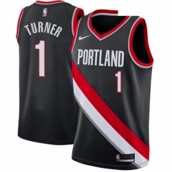 Mens Nike Portland Trail Blazers 1 Evan Turner Swingman Black Road NBA Jersey Icon Edition