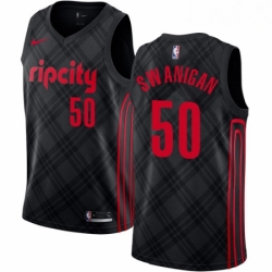 Mens Nike Portland Trail Blazers 50 Caleb Swanigan Authentic Black NBA Jersey City Edition 
