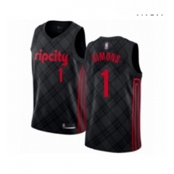 Mens Portland Trail Blazers 1 Anfernee Simons Authentic Black Basketball Jersey City Edition 
