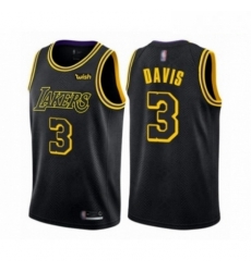 Mens Los Angeles Lakers 3 Anthony Davis Authentic Black City Edition Basketball Jersey 