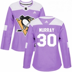 Womens Adidas Pittsburgh Penguins 30 Matt Murray Authentic Purple Fights Cancer Practice NHL Jersey 