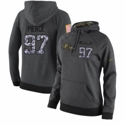 NFL Womens Nike Baltimore Ravens 97 Michael Pierce Stitched Black Anthracite Salute to Service Player Performance Hoodie
