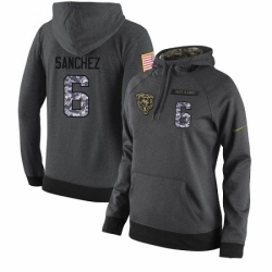 NFL Womens Nike Chicago Bears 6 Mark Sanchez Stitched Black Anthracite Salute to Service Player Performance Hoodie