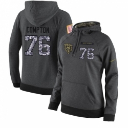 NFL Womens Nike Chicago Bears 76 Tom Compton Stitched Black Anthracite Salute to Service Player Performance Hoodie