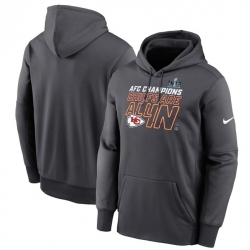Men Kansas City Chiefs Anthracite 2023 AFC Champions Locker Room Trophy Collection Pullover Hoodie