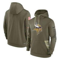 Men Minnesota Vikings 2022 Olive Salute To Service Therma Performance Pullover Hoodie