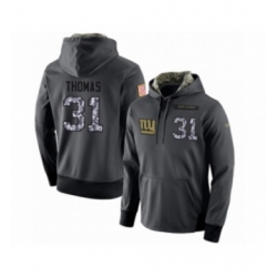 Football Mens New York Giants 31 Michael Thomas Stitched Black Anthracite Salute to Service Player Performance Hoodie