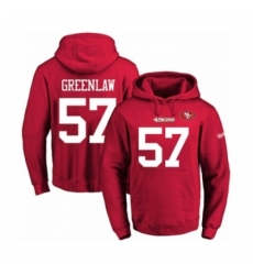 Football Mens San Francisco 49ers 57 Dre Greenlaw Red Name Number Pullover Hoodie