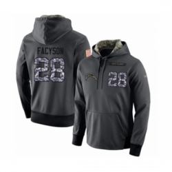 Football Mens Los Angeles Chargers 28 Brandon Facyson Stitched Black Anthracite Salute to Service Player Performance Hoodie