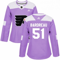 Womens Adidas Philadelphia Flyers 51 Cole Bardreau Authentic Purple Fights Cancer Practice NHL Jersey 