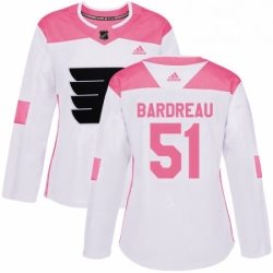Womens Adidas Philadelphia Flyers 51 Cole Bardreau Authentic WhitePink Fashion NHL Jersey 